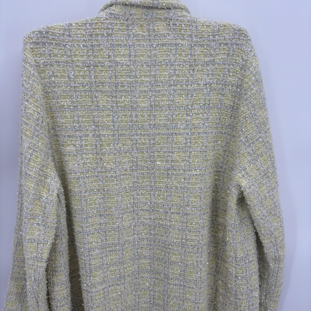 Melloday Plaid Knit Coat‎ Sweater Blazer Womans 1X Bright Yellow - Picture 7 of 8